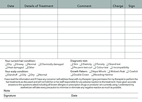 Hairdressing Client Record Card Consultation Card Pack Of 100