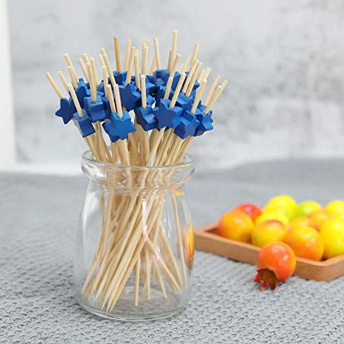 AILEXI Cocktail Sticks 100 Counts Wooden Toothpicks Party Supplies Frill Finger Food Fruits Sandwich Nibbles - Blue Stars - Image 3