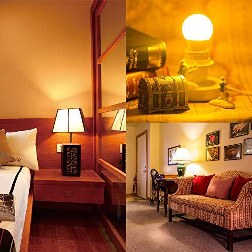 Hansang A19 LED Bug Light Bulb Yellow Color Bulb,7 Watt (60W Equivalent) E26 Medium Base Outdoor Porch Lights, Amber Bedroom Night Light Bulb Bugs Free Bulbs,4 Pack