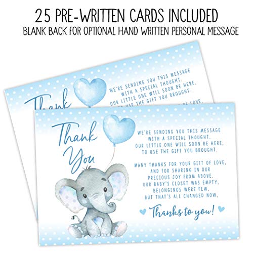 50 Elephant Baby Shower Thank You Cards, Boy Baby, Mama Baby Shower