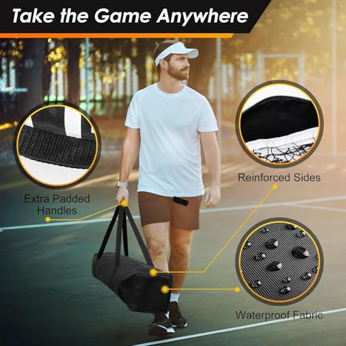 6.7M Regulation Size Pickleball Net, Portable Pickleball Net for Backyards, Driveway, Outdoor Indoor, Black