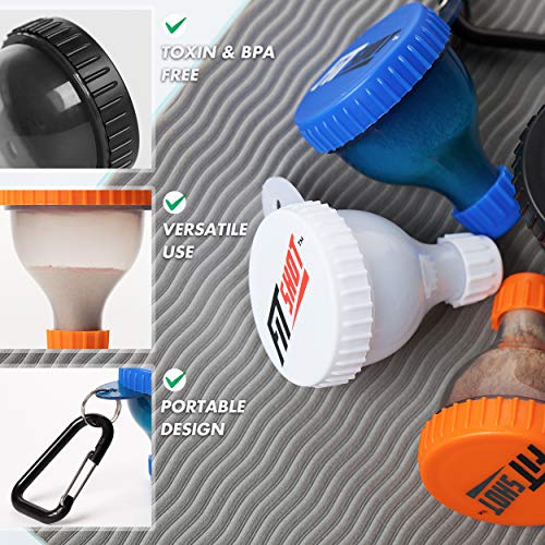 FitShot Protein Powder Funnel Supplement Funnel with Keychain 4pack