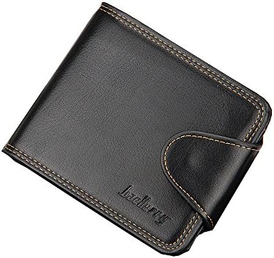 iVotre Short Style Bifold Wallet for Men with Snap Closure, Inner Zipper Pocket and Coin Pocket, Multi-Card Slots, Streamline Casual Purse - Black