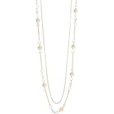 FULU AUTUMN Boho Gold Long Necklaces for Women Natural Stone Beaded Layered Long Necklace Mothers Day Gifts Dainty Flower Costume Jewelry for Women