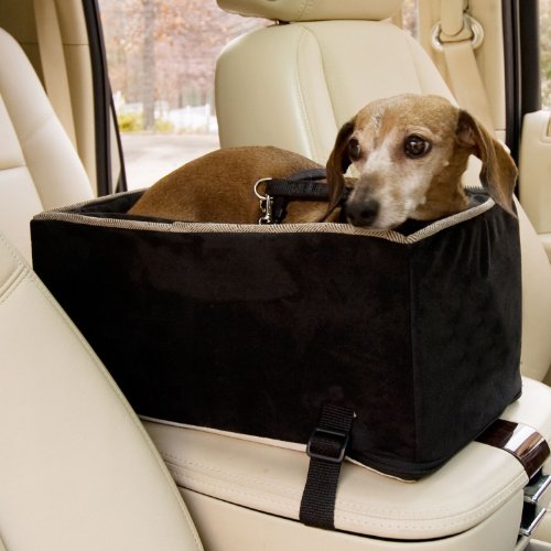 Snoozer Luxury Console Pet Car Seat, Black & Herringbone, Small