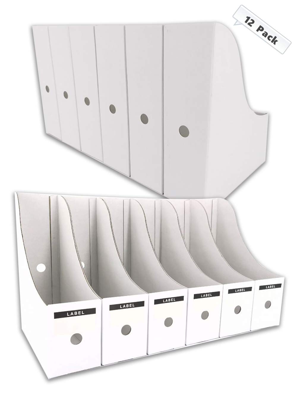 HUAPRINT Magazine File Holder(12 Pack,White)Folder Holder,Desk File