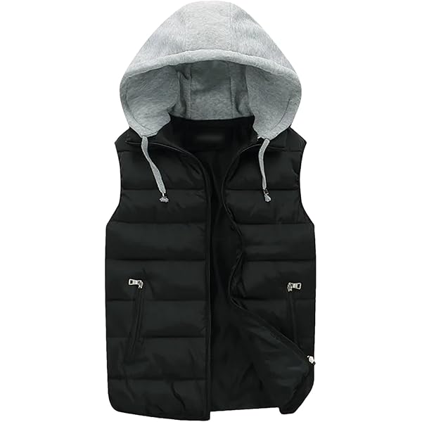 RSZGSWS Mens Quilted Puffer Vest With Hood Winter Thicken