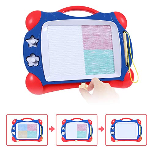 SGILE Travel Magna Doodles Board for Kids, Magnetic Drawing Board with 2 Stamps, Colorful Non-Toxic Erasable Drawing Writing Sketching Pad for Learning Toddlers Boys Girls
