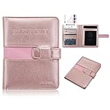 Passport Holder RFID Blocking, ACdream Premium Protective PU Leather Wallet Case for Passport, Credit Card, Business Cards, Boarding Passes, Rose Gold