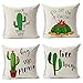 MIULEE Pack of 4 Summer Style Cactus Decor Throw Pillow Cover Green Plants Decorative Cotton Linen Burlap Square Outdoor Cushion Cover Pillow Case for Car Sofa Bed Couch 18 x 18 Inch