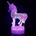 3 in one 3D Unicorn Night Light—3D Unicorn Lamp 7 Colors Change Decor Lamp with Remote Control for Kids. with Remote Control Optical Illusion Bedside Lamps As a Gift Ideas for Boys and Girls