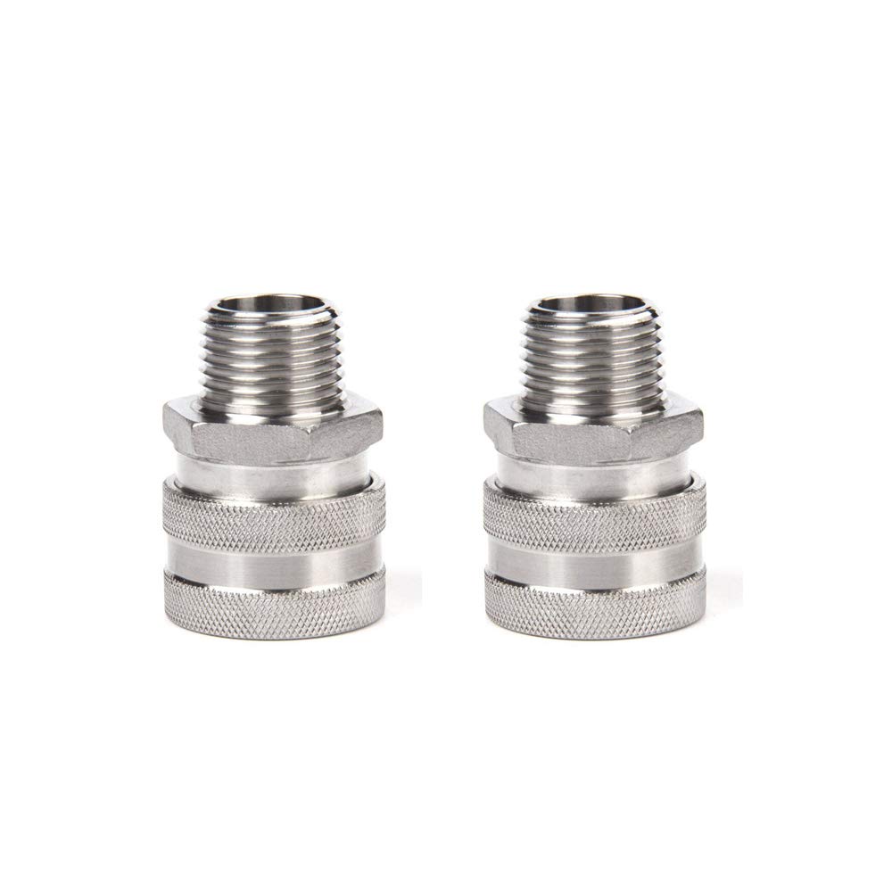 JOKBEN Merrday 2 Pack Home Brewing Male Quick Disconnect 304 Stainless Steel 1/2" MPT (1/2'' MPT)
