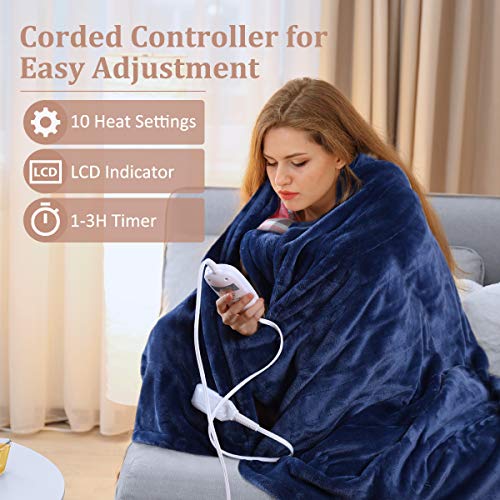 image for Heated Blanket, VIPEX Electric Heated Throw Blanket with 10 Heat Setti