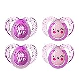 Tommee Tippee Closer to Nature Night Time Orthodontic Infant Soother Pacifier, 6-18 Months - Pink, Girl, 4 Pack