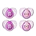 Tommee Tippee Closer to Nature Night Time Orthodontic Infant Soother Pacifier, 6-18 Months - Pink, Girl, 4 Pack