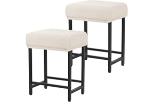 Levoberg Bar Stool Cover Rectangle Stretch Counter Height Barstool Slipcovers Rectangular Vanity Stool Cover Kitchen Counter Saddle Seat Cover for Wooden Metal Bench Set of 2 Beige