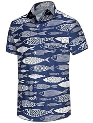 KYKU Fishing Shirts for Men Short Sleeve Hawaiian