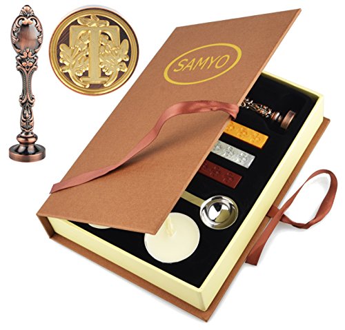 Samyo Wax Sealing Stamp Classic Old-Fashioned Antique Alphabet Initial Letter Creative Romantic Seal Stamp Maker Copper (T)