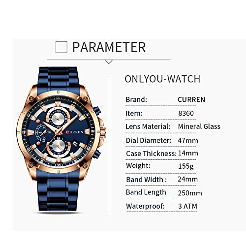 Curren - Reloj de cuarzo para hombre, multifunción, impermeable, multifunción, reloj de cuarzo - Imagen 7