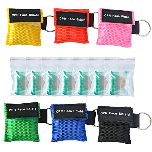 7TECH CPR Keychain Mask 7 Packs Face Shields Emergency Kit with One-way Valve
