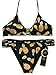 Sherry007 Womens Printed Cut Out Bikini Halter Racerback Swimsuit Beachwear, 228Black, Large