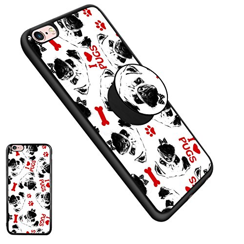 Pug Case with Pop Stand for iPhone 6/6s Plus , Shock-Absorption TPU Bumper Soft-Touch Thin &amp; Flexible Customized Phone Case for iPhone 6/6s Plus (5.5 Inch)- Pug6
