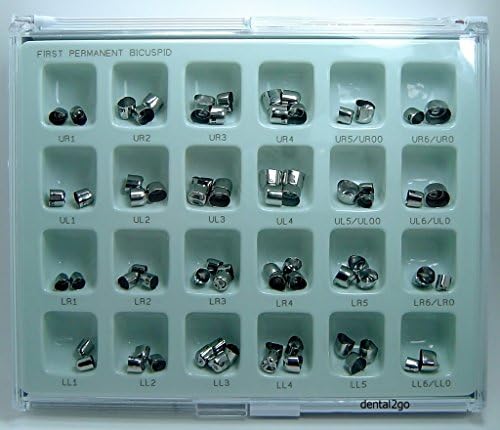 First Permanent Bicuspid Kit of 72 Stainless Steel Dental Crowns