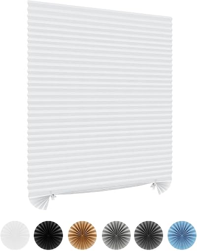Maritown No Drill Blinds Pleated Non-woven Fabric Cut to Size Easy Fit