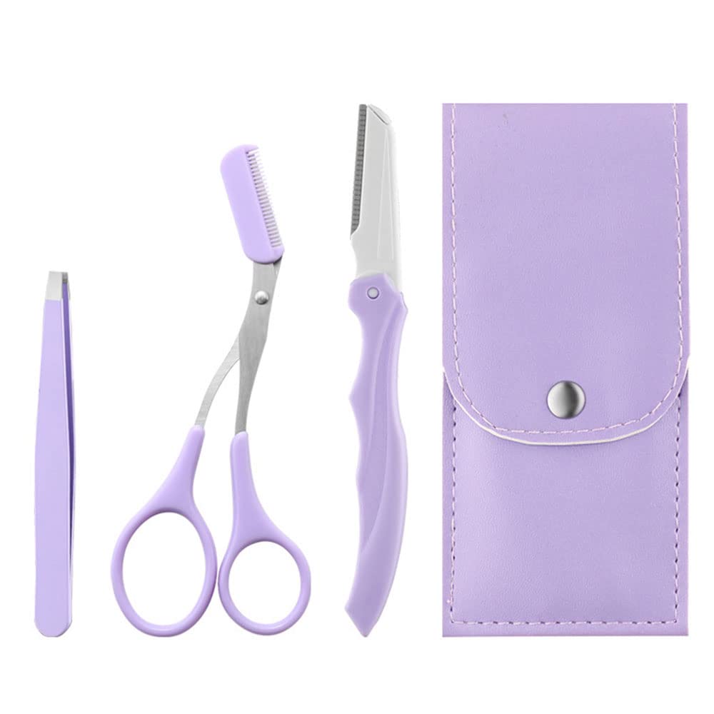 3-in-1 Eyebrow Trimming Kit - Professional Trimmer, Scissors & Tweezers - Stainless Steel - Men & Women Eyebrow Shaping