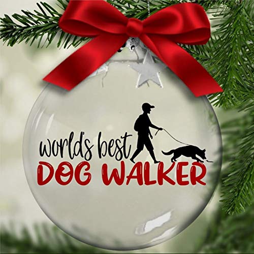 DONL9BAUER Kerstbal Ornament Werelds Beste Hond Walker Hond Lover, Rescue, Adopt, Dierenliefhebber Drijvende Ornament…