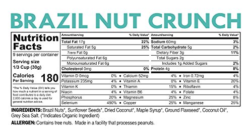 ELAN Premium Brazil Nut Snack, Roasted, Lightly Salted, Organic Healthy Low Carb Low Sugar Maple Coconut Mix, Comes With Serving Cup (9.5 Ounce Bag)
