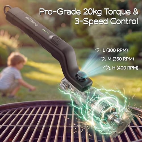 Electric Grill Brush, Cordless BBQ Grill Cleaner for Burnt-On Food, Safe Bristle-Free Electric Grill Cleaning Tool for Outdoor Grills