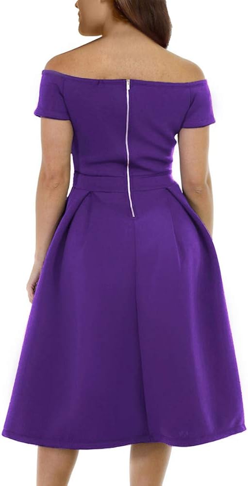 LALAGEN Women's Plus Size Vintage 1950s Party Cocktail Wedding Swing Midi Dress: Clothing