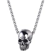 U7 Men Pendant Necklaces, Stainless Steel Necklace for Men, Cool Guitar Pick Skull/Alligator Dinosaur Skeleton Tyrannosaurus Rex/Gothic Skull/Octopus/Evil Demon Hannya Mask Pendant with Chain