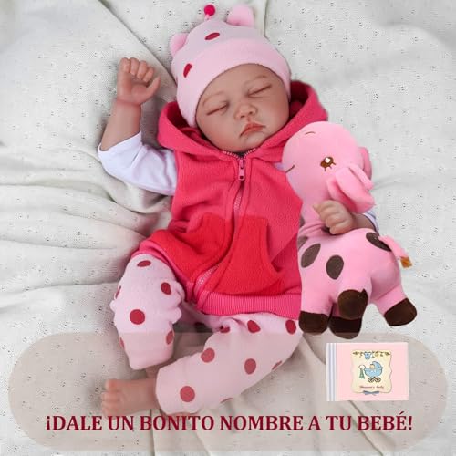 KFBGKKF Bebe de Silicona, Juguete Realista de 55 cm, Regalos de Juguete Suaves y Realistas, Muñeca Niña Reborn Cuerpo Completo De Silicona, para Niños a Partir de 3 Años (Ojos Cerrados)