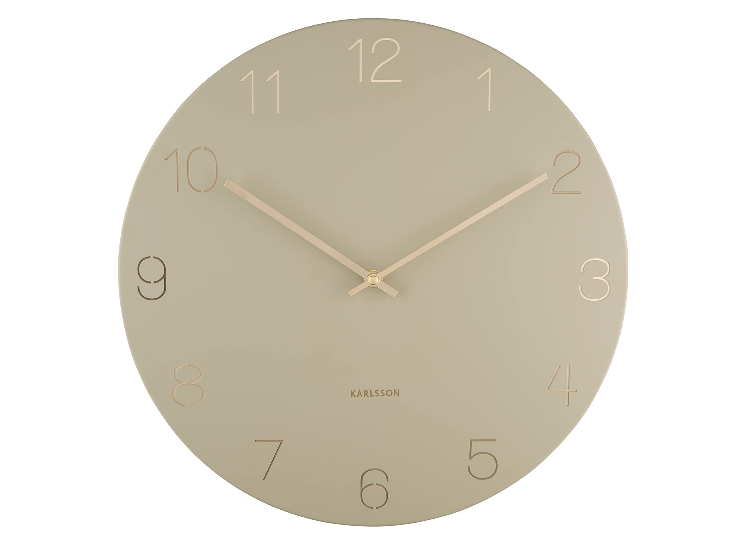 Karlsson Charm 'Engraved' Wall Clock - OLIVE GREEN, 40cm (KA5762OG)