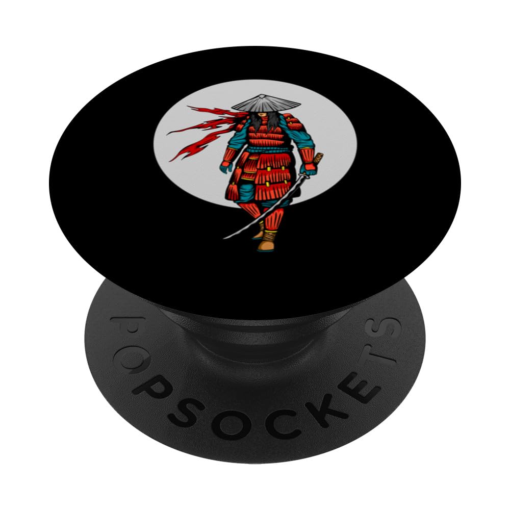 Cool Japanese Samurai Warrior with Sword - Graphic For Men PopSockets Swappable PopGrip