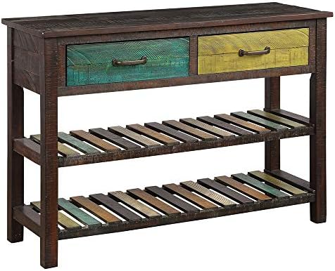 Wooden Console Table Entryway Furniture Display Slatted Shelves Drawers Side Sofa Table Telephone Stand Hallway Home Office Living Room Antique