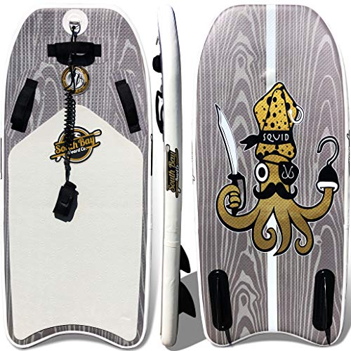 South Bay Board Co. – 46” Squid Inflatable Bodyboard with Fins – Un-Snappable Boogie Board – Best Inflatable Body Board…