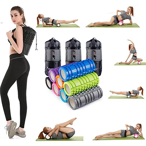 SYOURSELF Foam Roller for Muscle Massage-13" x 5.5", EVA, Trigger Point-Deep Tissue, Myofascial Release, Physical Therapy for Pain Relief, Exercise, Yoga, Pilates+Instructions, Carry Bag(Blue) - Thumbnail 6
