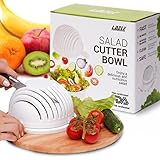 Lazle Salad Cutter Bowl: Superior Manufacture Vegetable Chopper, Slicer & Dicer/Sturdy Eco Plastic, FDA-Approved, Ergonomic Handle Cutting Salad Bowl To Cut Veggie & Fruit In 60 Seconds/Great Gift