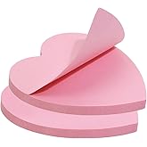 Mini Skater 2 Pack Kraft Paper Sticky Notes Heart Shaped Self-Stick Blank Book Tabs Paper Markers Sticky Notes Pad 100 Sheets Index Sticker (Pink)