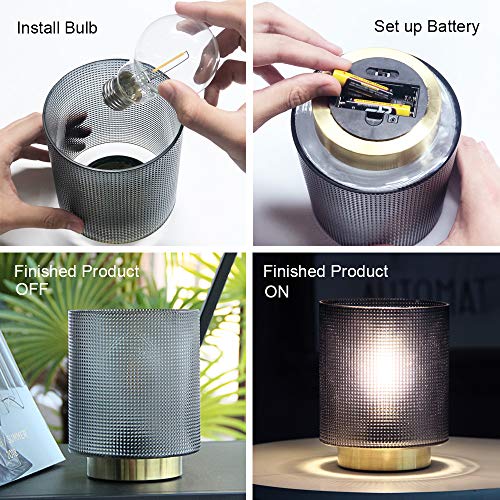 Battery Operated Table Lamps with Timer, 2Pack Decorative Cordless