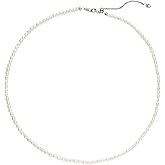 IDOKAWA Pearl Necklace 16in 3/4/6MM White Freshwater Pearl Choker Strands Sterling Silver Clasp Necklace for Women/Mother Jewelry Gifts for Wedding Birthday