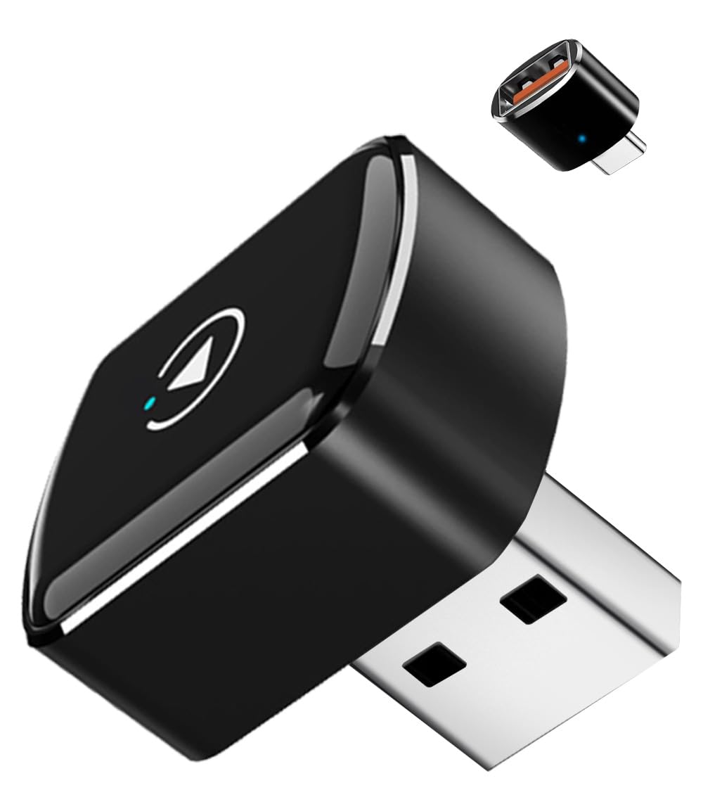 Photo 1 of Wireless CarPlay Adapter and Android Auto Wireless Adapter 2025 Upgrade 2 in 1, Mini USB/USB C Design Stable Connection for Wired Apple CarPlay, Compatible for iOS 10+ Android 11+