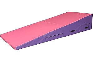 PRISP Folding Incline Gym Mat - Extra Long 71 x 30 x 14 in Wedge Gymnastics Tumbling Mat for Kids