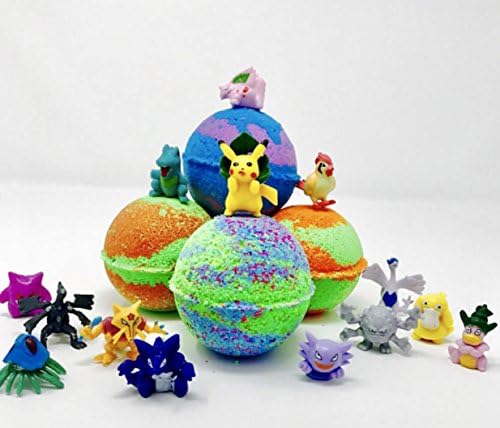 Sale! 10 Valentine's Day Pokemon Inspired 2.5 oz Bath Bombs Bath Fizzy Birthday Party Favors with Pokémon Toy Surprise. All Natural and Homemade with Texas Size Love.