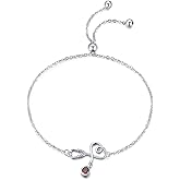 Palpitate Nurse Bracelet 925 Sterling Silver Women Birthstone Stethoscope Jewelry Nurse Gift to NR Nursing Graduation Birthday Adjustable Chain