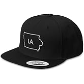 Snapback Hat for Men Flat Brim Iowa Flag Map Ia IWA. Iowan The Hawkeye Corn Acrylic