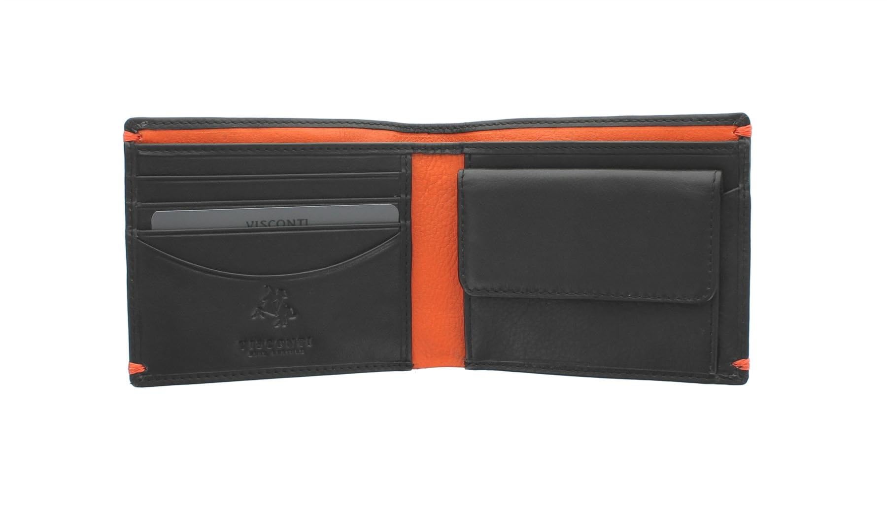 VISCONTI Alpine Collection MONTREUX Leather Wallet RFID Blocking AP62 Black/Orange